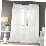 Solid Sheer Curtains Draperies White Rod Pocket 2 Panels 52" W x 96" L