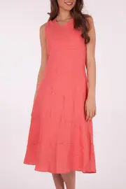 Spliced S/L Linen Dress--MAR-14S944805M