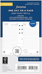 Filofax - Refill 2025 - Classic Day per Page with Appointments - Personal