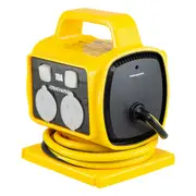 Ultracharge 10A 4-Way RCD Safety Power Block with Plug Sockets (Yellow)