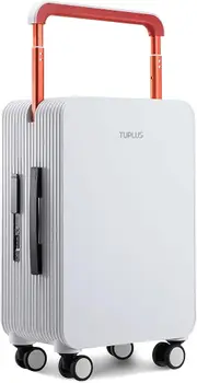 TUPLUS BALANCE Hardside Luggage with Double Spinner Wheels, USB Charging Port, Carry-On 20-Inch, Quiet, TSA Lock Suitcase 24-inch White