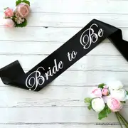 Black 'Bride to Be' Sash - White Print