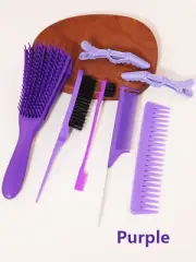 7Pcs Edge Hair Brushes Curly Scalp Massage Combs Stainless Steel Ponytail Combs