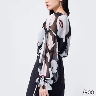 【iROO】滿版輪廓女人雪紡長袖上衣