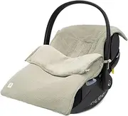 Jollein Footmuff Basic Knit Olive Green - for Baby Car Seat Group 0+ and Pushchairs - for 3-Point and 5-Point Harness - Knitting Pattern and Fleece Lining - Olive Green