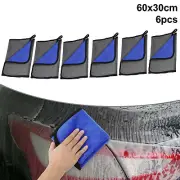 6pcs Microfibre Car Drying Towel 11.81"x23.62" Extra Large 500 GSM Gray Blue