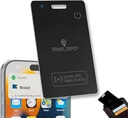 [Travel Depot] Wallet Tracker Card w/Wireless Charging, Rechargeable Thin Wallet Finder, Works w/Apple Find My (iOS Only), Item Finder for Luggage Tags, GPS Bluetooth Tracking Device, 80-100dB Alert
