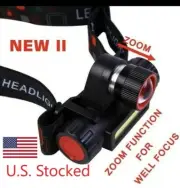 LED Head Lamp USB Rechargeable Flashlight Mini Headlight Torch zoomable Zoom
