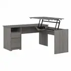 Pemberly Row Engineered Wood 60W 3 Position Sit to Stand L Shaped Desk - Gray