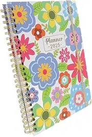 SOPOTUTU Floral Pattern Planner Daily Weekly Monthly Calendar with Tabs Hardcover Agenda Book for Appointments Study and Work for Management and Organization