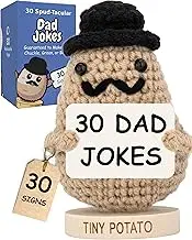 Dad Jokes - Funny Dad Gifts for Fathers Day, Crochet Positive Potato with 30 Dad Jokes Signs, Humor Gifts for Men, Dad Joke Lovers, Daddy Birthday Gifts from Daughter or Son, Father Day Presents