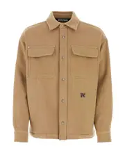 Palm Angels Monogram Embroidered Patch Pocket Overshirt IT52,IT50 Green