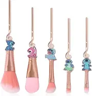 Stich Makeup Brushes Set, WeChip Anime Stich Make Up Brush Set Collection, Stich Stuff for Girls Women - 5pcs Pink