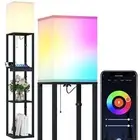 SUNMORY Floor Lamp with Shelves, RGB Light Dimmable Standing Lamp with APP Co...