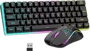 Wireless Gaming Keyboard & Mouse Combo, Rechargeable Battery, Ultra-Compact
