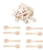 Mini Wooden Spork, 100PCS Bamboo Forks, Disposable Wooden Forks for Dessert, Appetizers, Cocktails
