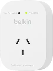 Belkin 1-Outlet Surge Protection 1800 Joules Protection,Impact Resistant, Prevents Scratches, dents & Rust,2YR Power Board, White - SRA010AU