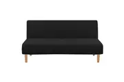 Smarcute Armless Futon Cover Stretch Sofa Bed Slipcover Protector Rich Textured High Spandex Small Checks Jacquard Fabric, Black