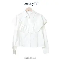 在飛比找momo購物網優惠-【betty’s 貝蒂思】胸前荷葉邊壓褶蕾絲襯衫(白色)