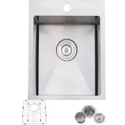15x20 Inch Drop In Bar Sink, Topmount Stainless Steel Small Kitchen Sink, Sin...