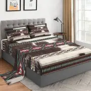 Queen Size 4 Pcs Bed Fitted Sheet Set with 14" Deep Pocket, Western Cow Print...