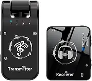 2.4G Wirel in-Ear System 282° Rotate Transmitter Portable Collar Clip Receiver Rechargeable Au ATIC Pa g Low Latency 131ft Effective Distance for Studio Band Rehearsal Live Performance Black One Size