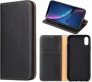 GoshukunTech Case for iPhone XR,for iPhone XR Wallet Cover,6.1 inch,Magnetic Wallet Case Leather Flip Folio Cover with Card Slots-Black
