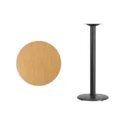 24" Round Natural Laminate Table Top With Base - Bar Height Restaurant Table
