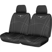 R.M. Williams Canvas Seat Cover Black Adjustable Headrests Size 30 Front Pair Airbag Compatible