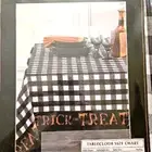 Trick or Treat Halloween Tablecloth 60x84 Oblong Black White Check Spider Web