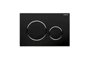 Geberit Sigma20KM Round White Toilet Button Matte Black Plate with Chrome Trim for Concealed Cisterns 115.882.KM.1