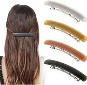 Ymapinc 4pcs French Barrette Hair Clips for Women，Girls Side Slide-In Barrette Clip, Hair Accessories Styling Girls Hair，Acetate Clip