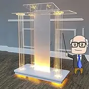 Displays Transparent Clear Podium with Wheels Acrylic & MDF Body and Base Church Pulpit Floor Standing Lectern Pulpit Desk for Conference Room Church Company