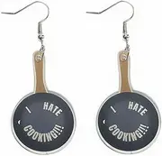 [Caiyao] Creative Novelty Acrylic Simulation Clock Umbrella Frying Pan Pendant Earrings Unique Resin Food Cooking Geometry Dangle Drop Earrings For Women Girl Jewelry Gifts