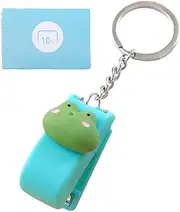 Portable Mini Stapler Keychain with 1000 Pcs No.10 Staples, Cute Cartoon Animal Key Ring Desktop Stapler Set for Home Office School Student Travel Use