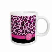 3dRose Personalized initial R monogrammed hot pink and black leopard pattern ani