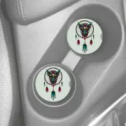 OWL DREAMCATCHER DESIGN ART SANDSTONE CAR DRINK HOLDER COASTER 2pc SET ABSORBS