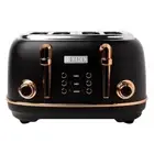 Heritage 1500-Watt 4-Slice Black and Copper Wide Slot Retro Toaster with Removab