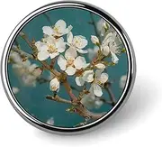 [FZMVSQH] Pale White Flowers Printed Round Button Pin Badges Metal Pinback Buttons 1 Inch Pins for Hat Shirt Clothing Bags Decoration, Circular, Aluminum, Circular, Aluminum