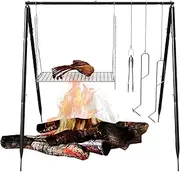 Grill Swing Campfire Cooking Stand Lightweight Campfire Cooking Stand Portable Cookware Hanging Rack Outdoor Camping Bonfire for BBQ Picnic Outdoor Cookware Party