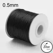 0.5mm Korean Waxed Polyester Cord 10m Thread Black Beading jewellery making