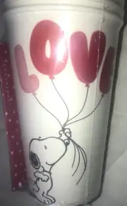 Peanuts~”Snoopy LOVE”Balloons”~16 oz.~TO GO Cups/Lids/Sleeves~NEW~12 Ct~FAST SH.