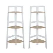 2x 3 Tier Ladder Shelf Corner Bookshelf Book Rack Stand Storage Shelving