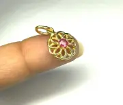 Ruby Flower Necklace 14K Gold - Natural Genuine Ruby Gemstone Cluster Pendant