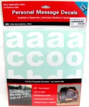 62830 LOWER CASE LETTERS PERSONAL MESSAGE DECAL STICKER SHEET WHITE ARIAL CUSTOM