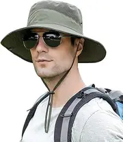[Generic] Sun Hat for Men/Women, Wide Brim UV Protection Bucket hat, Waterproof Mens Hat for Fishing Hiking Garden Beach Army Green