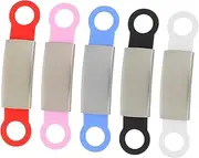 BUGUUYO 5pcs Engraved Pet Name Tags, Silicone Dog Id Tags, Pet Tags for Collars, Anti-Lost, Waterproof, Assorted Colors, for Dogs and Cats