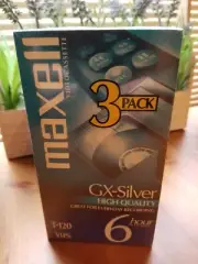 3 Pack Maxell Video Cassette GX-Silver SEALED T-120 VHS VCR Recording