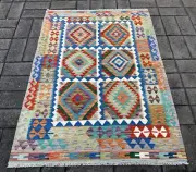 Hand Woven Afghan Wool Kilim, Size: 208 X 150 cm, Flat Woven Handmade Floor Rug