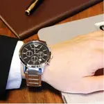 時尚新款ARMANI 阿曼尼男錶三眼日曆鋼帶男士手錶休閒石英錶大錶盤AR2434 AR2448 配件齊全